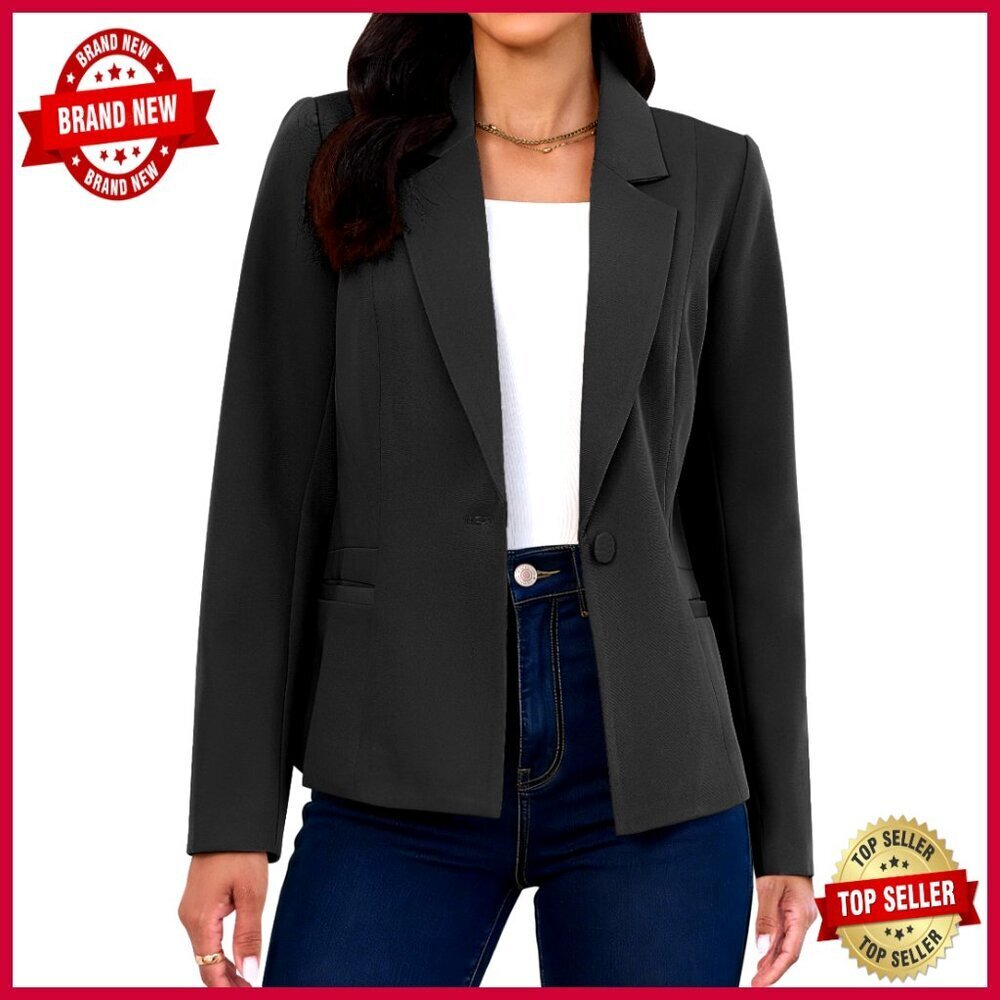 Professional Blazer with Pockets Long Sleeve Suit Jacket Regular Fit